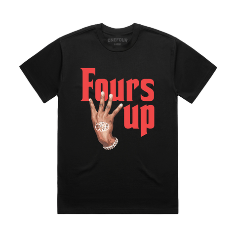 FOURS UP BLACK TEE